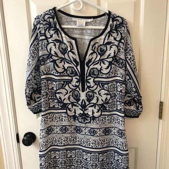 Gretchen Scott Designs Dresses & Skirts - GORGEOUS GRETCHEN SCOTT LACEY DRESS NAVY AND WHITE SIZE SMALL